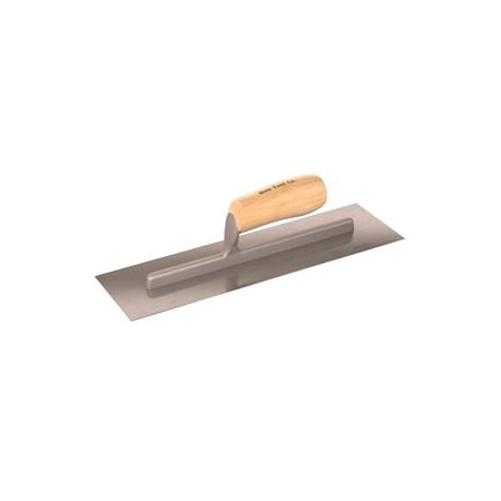 14” X 4” Polished Steel Finishing Trowel, Wood Hdl, 6PK